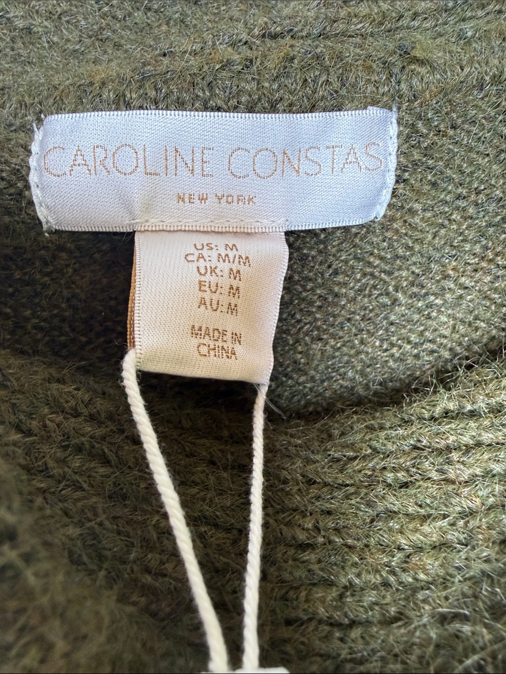 NWT Caroline Constas Olive Scarf-Collar Knit Top - Picture 4 of 6